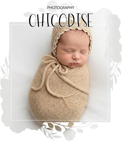 Newborn Photography Props Wraps & Ruffle Edge Bonnet - Image 3