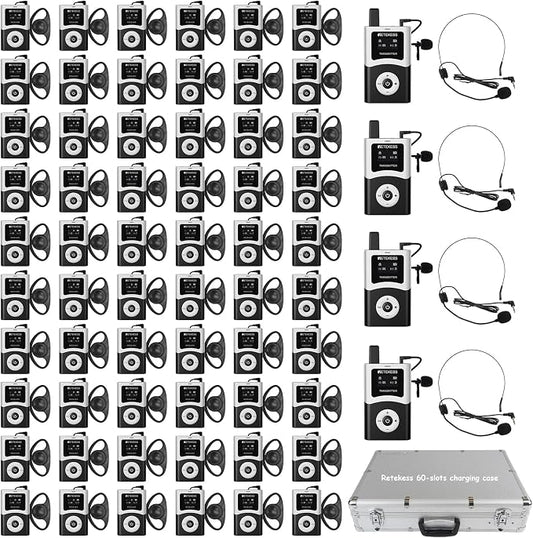 Retekess T130U Audio Tour Guide System, U-Band Digital Mode, 60-Slot Charge Case by Retekess