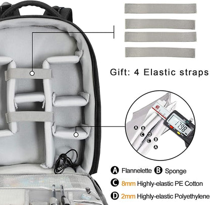 Cwatcun Camera Backpack with Rain Cover, Tripod Holder, USB Port, 15.6" Laptop - Image 4