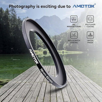 58mm to 62mm Camera Filters Ring Compatible All 58mm Camera Lenses to 62mm UV - Image 2