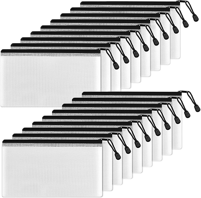 SUNEE Plastic Pencil Pouch 4.6x9.2 in, Small Storage Bags, Plastic Zip File Bags by SUNEE
