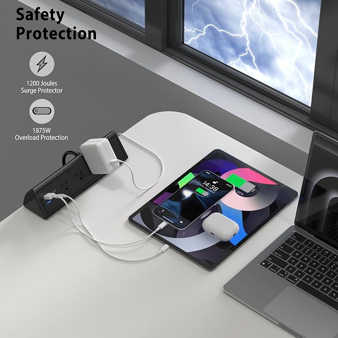Jgstkcity Desk Clamp Power Strip, 20W Fast Charging Station, Surge Protector - Image 4