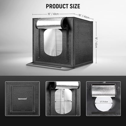 NEEWER 40CM Upgraded Photo Studio Light Box, 4 Backdrops, 5600K 144 LEDs - Image 8
