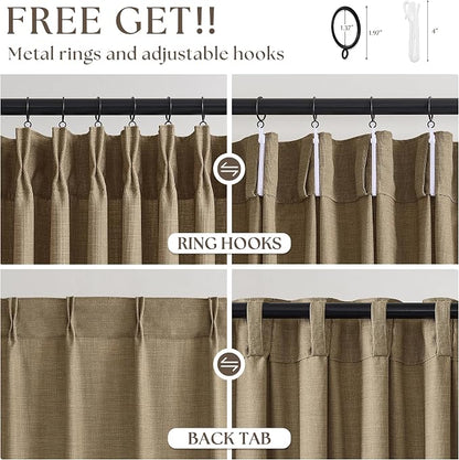 Extra Long 108 Inch Pinch Pleated Living Room Curtains 4 Panels Set, Light - Image 5