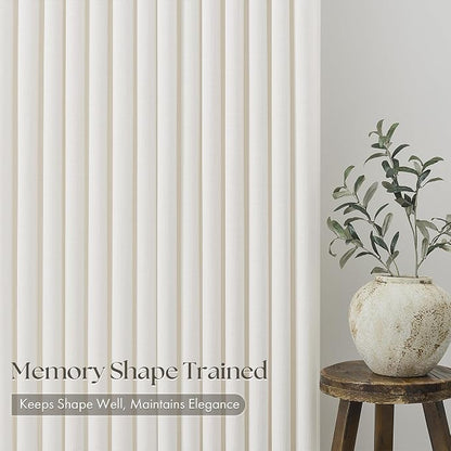 Natural Ivory Pinch Pleated Linen Semi Sheer Curtains 105 Inches Long 4 Panels - Image 4