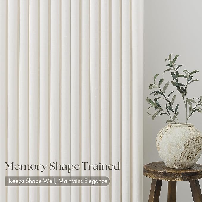 Natural Linen Pinch Pleated 86 Inch Long Curtains - Image 4