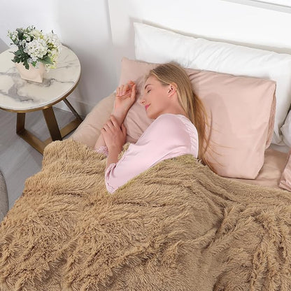 Tuddrom Decorative Extra Soft Faux Fur Blanket Twin Size, Solid Reversible - Image 3