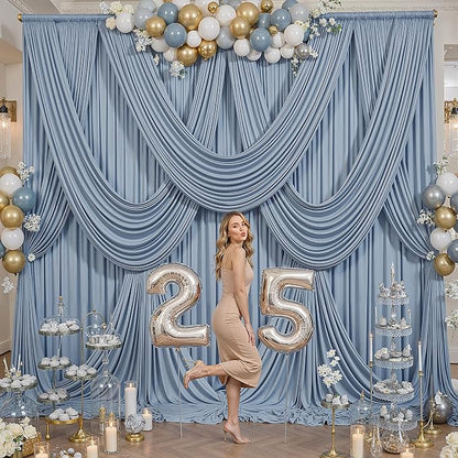 12ft x 10ft Dusty Blue Backdrop Curtains - Image 3