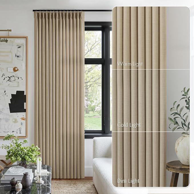 Burlywood Birch Linen Semi Sheer 105 Inch Curtains - Image 9