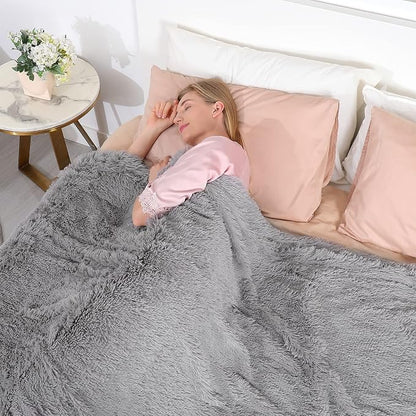 Tuddrom Decorative Extra Soft Faux Fur Throw Blanket 50"x60", Solid Lightweight - Image 3