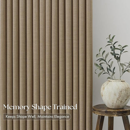 Light Brown Pinch Pleated Bedroom Curtains 96 Inches Long 4 Panels Set - Image 4