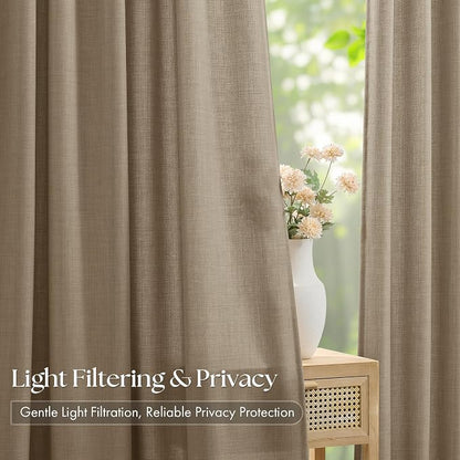 Extra Long 108 Inch Pinch Pleated Living Room Curtains 4 Panels Set, Light - Image 3