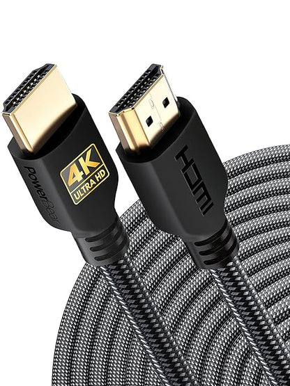 PowerBear 4K HDMI Cable 40 ft | High Speed, Braided Nylon & Gold Connectors by PowerBear