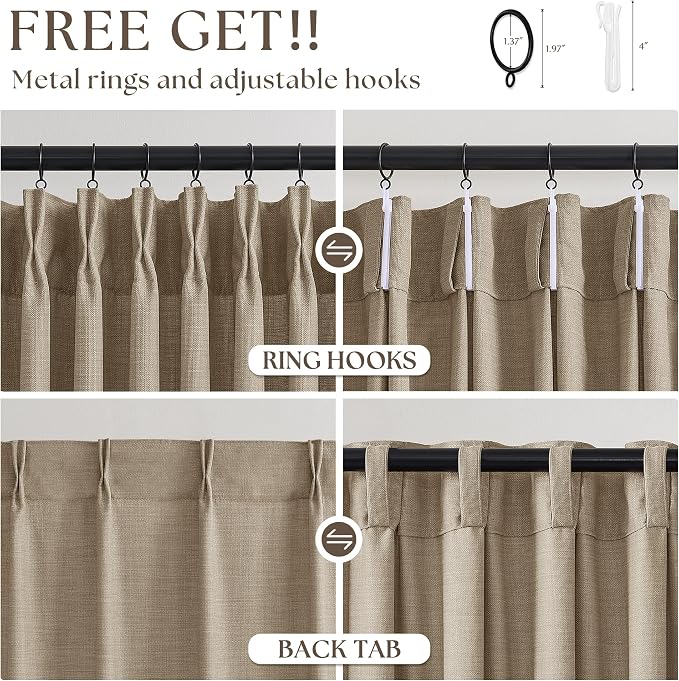 Burlywood Birch Linen Semi Sheer 105 Inch Curtains - Image 5