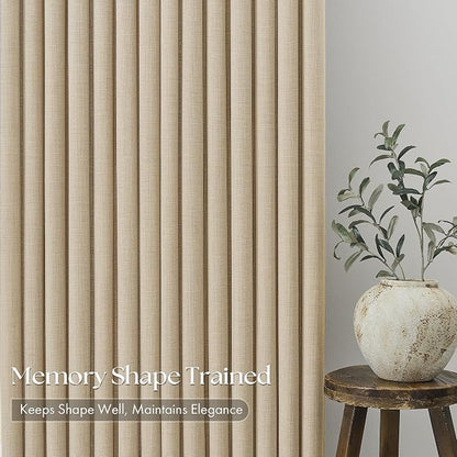 Tan Beige Pinch Pleated Linen Curtains 84 Inches Long - Image 4