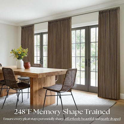 Extra Long 112 Inch Pinch Pleated Living Room Curtains 4 Panels Set, Chocolate - Image 7