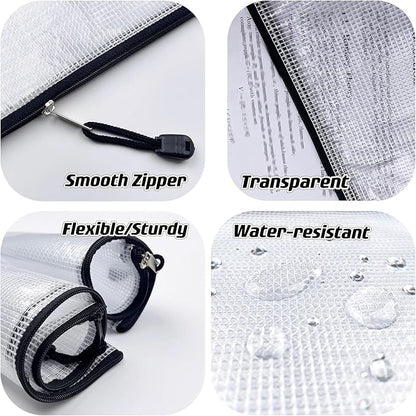 Oaimyy-A5, Plastic Mesh Zipper Pouch Document Folders Bag & Zip File Folders - Image 4
