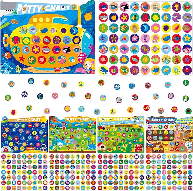 Potty Training Sticker Chart for Kids, 15 Incentive Potty Charts & 630 Stickers by Stickyourhappymoment