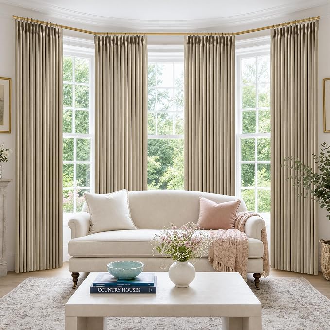 Burlywood Birch Linen Semi Sheer 105 Inch Curtains by Twodrapes