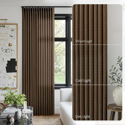 Extra Long 112 Inch Pinch Pleated Living Room Curtains 4 Panels Set, Chocolate - Image 9