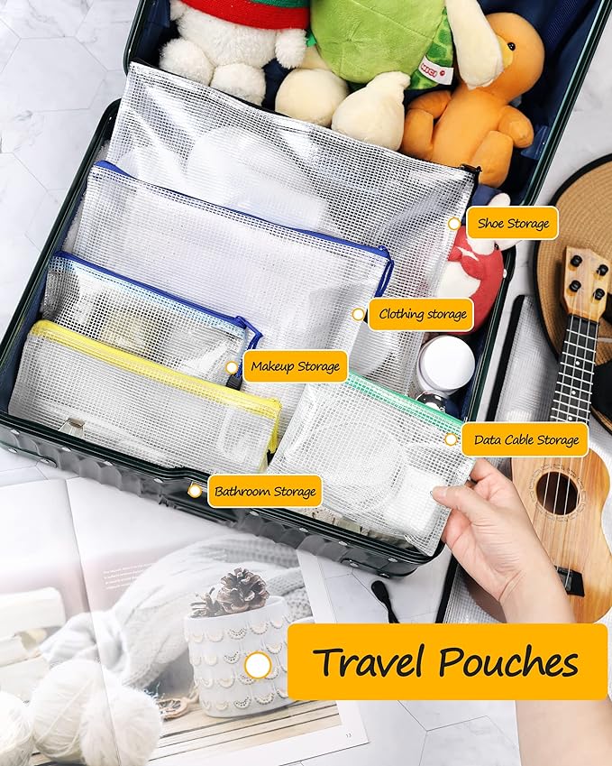 SUNEE Multisize Plastic Zipper Pouches, Water-Resistant Zip Bag - Image 4