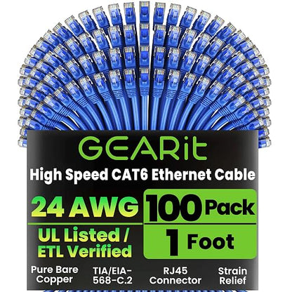 GEARit Cat 6 Patch Cables 1 ft Blue by GEARit