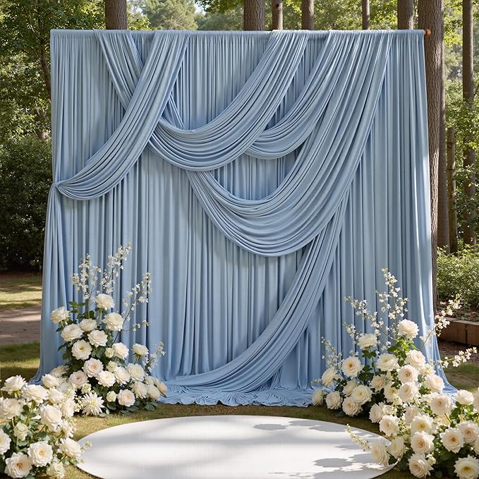 20ft x 15ft Dusty Blue Backdrop Curtains by CO-AVE