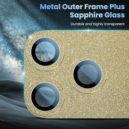 Uyiton for iPhone 17-Pro-Max Camera-Lens Protector: Bling Metal Tempered Glass - Image 4