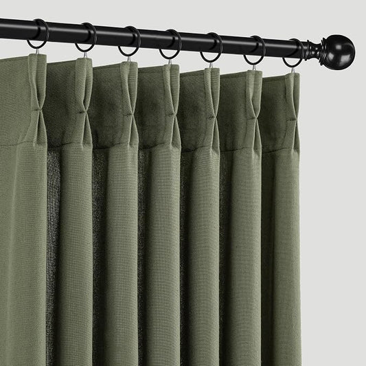 Memory Trained Pinch Pleated Curtains 90 Inches Long, Linen Pinch Pleat Sheer by ANRODUO