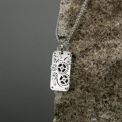 Stainless Steel Mechanical Rotatable Gear Pendant Necklace - Image 7