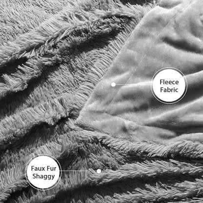 Tuddrom Decorative Extra Soft Faux Fur Throw Blanket 70" x 78", Solid Fuzzy - Image 5