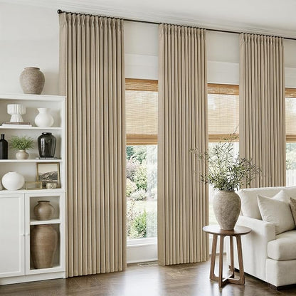 Burlywood Birch Linen Pinch Pleated 92 Inch Curtains by Twodrapes