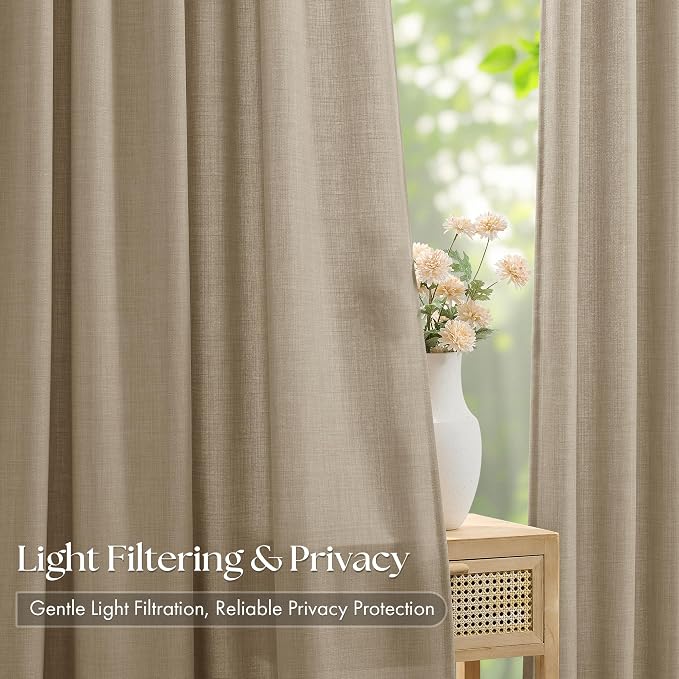 Burlywood Birch Linen Pinch Pleated 96 Inch Curtains - Image 3