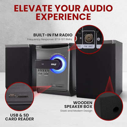 Pyle Home Stereo Shelf System - 30W Wireless BT Streaming - Image 5