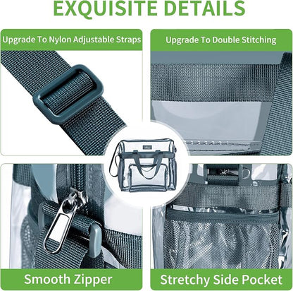 MAY TREE Clear Bag for Stadium Events 12×6×12 Clear Tote Lunch Bag - Image 3