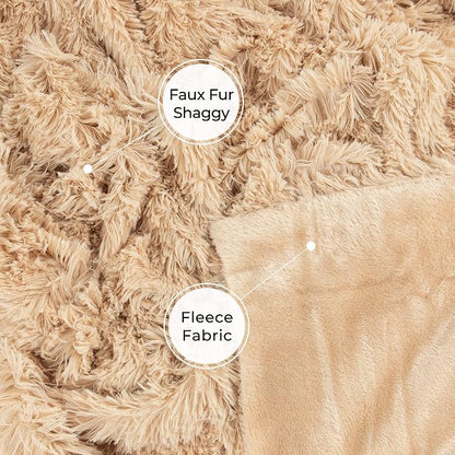 Tuddrom Decorative Extra Soft Faux Fur Throw Blanket 50"x60", Solid Reversible - Image 6
