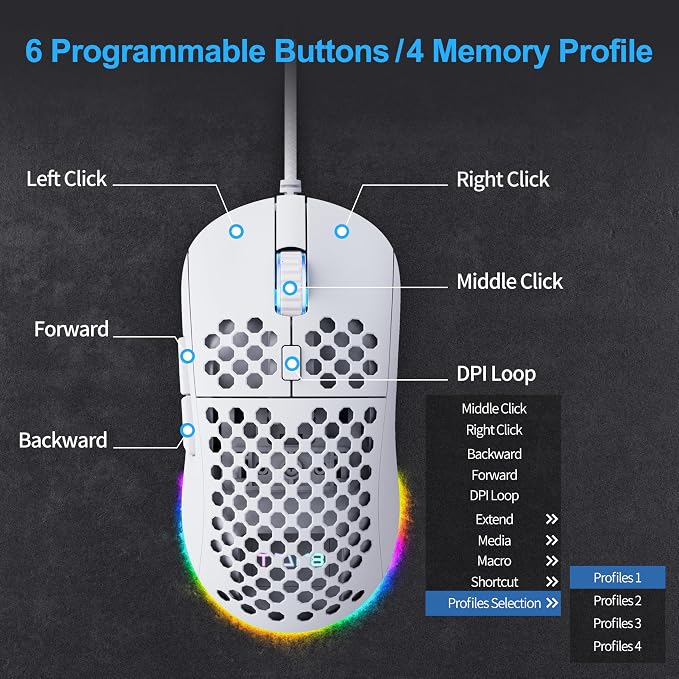 TMKB Falcon M1SE Ultralight Honeycomb Gaming Mouse, High-Precision 12800DPI - Image 3