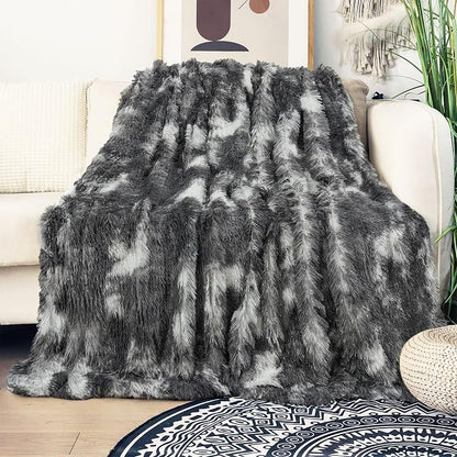 Tuddrom Decorative Extra Soft Fuzzy Faux Fur Throw Blanket 50" x 60", Solid - Image 2