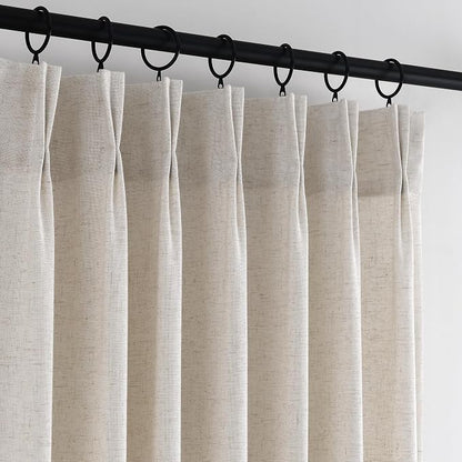 Memory Trained Pinch Pleated Curtains 105 Inches Long, Viral Linen Pinch Pleat by ANRODUO
