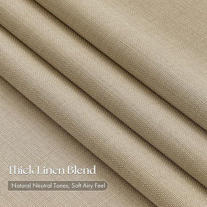 Tan Beige Pinch Pleated Linen Curtains 84 Inches Long - Image 2