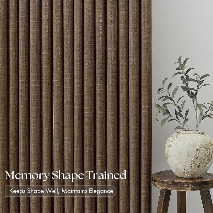 Extra Long 112 Inch Pinch Pleated Living Room Curtains 4 Panels Set, Chocolate - Image 3