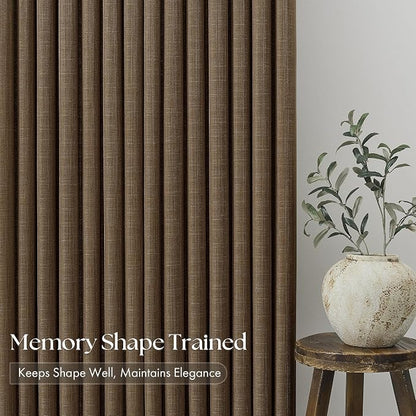 Extra Long 112 Inch Pinch Pleated Living Room Curtains 4 Panels Set, Chocolate - Image 3